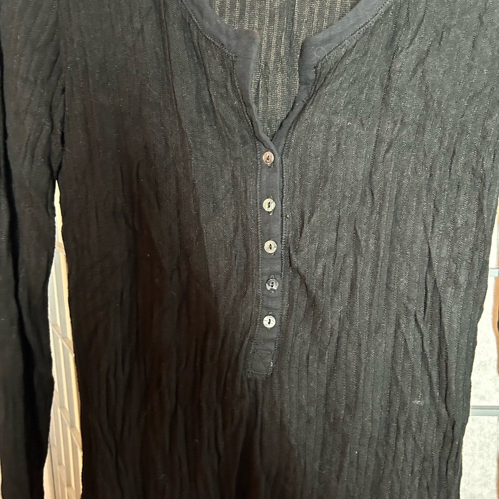 Anthropologie Postmark Black Long Sleeve Button-Up Top - Picture 4 of 5